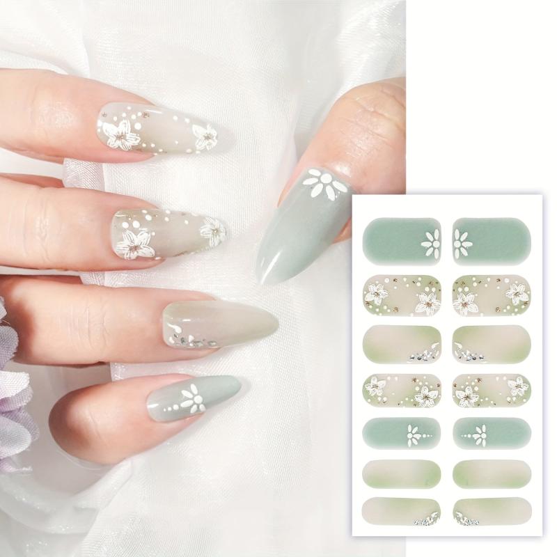 Flower Nail Polish Stickers + 2 Nail Files - Xmas Parties Gel Nail Decals