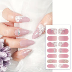 Flower Nail Polish Stickers + 2 Nail Files - Xmas Parties Gel Nail Decals