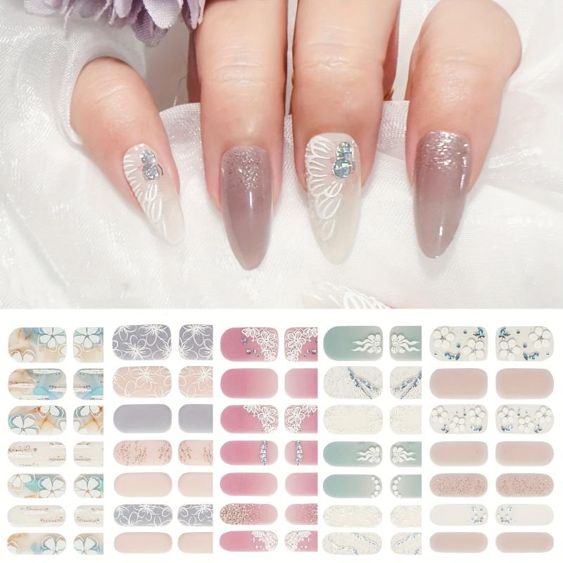 Flower Nail Polish Stickers + 2 Nail Files - Xmas Parties Gel Nail Decals