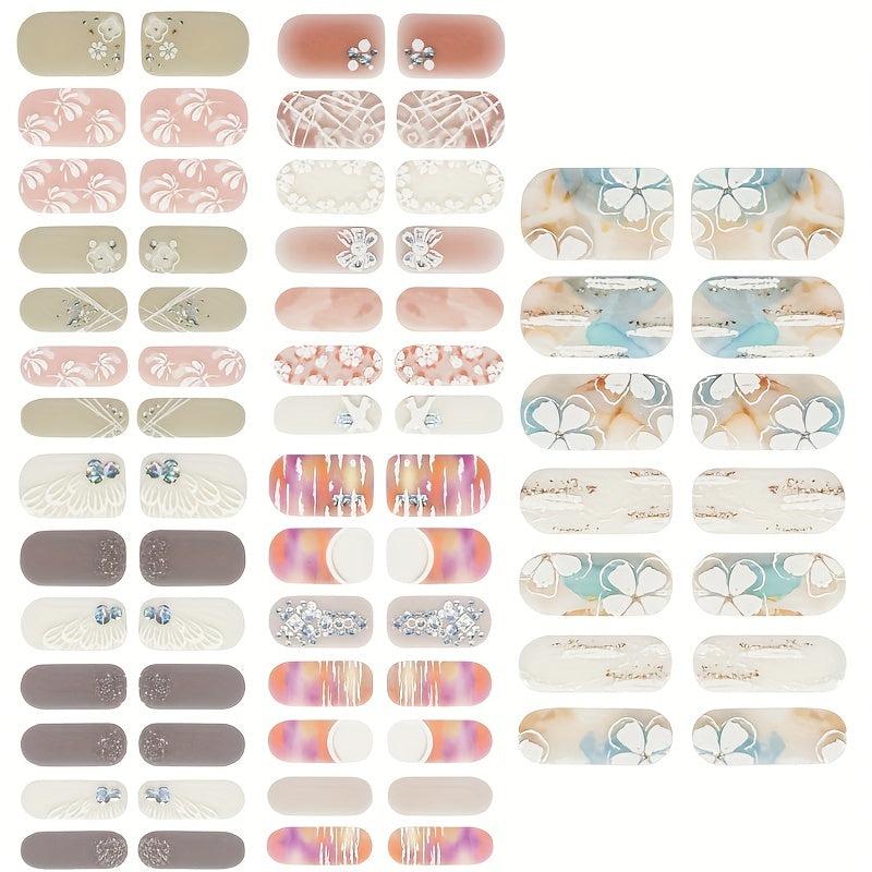 Flower Nail Polish Stickers + 2 Nail Files - Xmas Parties Gel Nail Decals