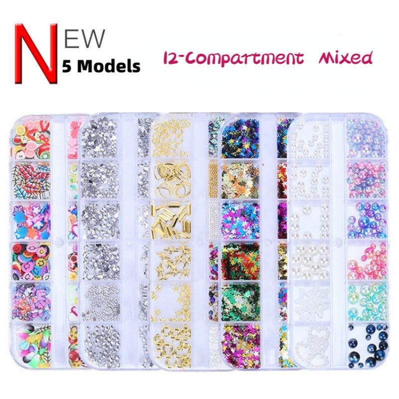 5pcs Nail Art Rivet Colorful Nail Art Pearls Rhinestones Sequins Slices