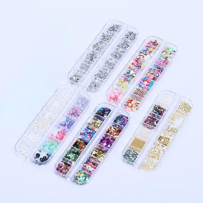 5pcs Nail Art Rivet Colorful Nail Art Pearls Rhinestones Sequins Slices