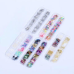 5pcs Nail Art Rivet Colorful Nail Art Pearls Rhinestones Sequins Slices