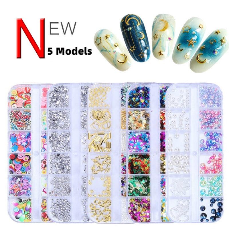 5pcs Nail Art Rivet Colorful Nail Art Pearls Rhinestones Sequins Slices