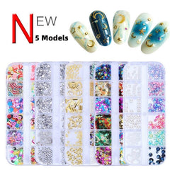 5pcs Nail Art Rivet Colorful Nail Art Pearls Rhinestones Sequins Slices