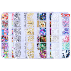 5pcs Nail Art Rivet Colorful Nail Art Pearls Rhinestones Sequins Slices