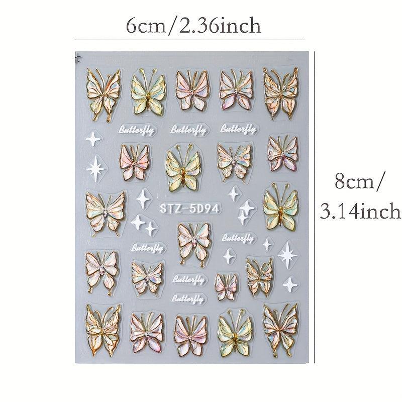 Gradient Butterfly Nail Art Stickers - Self Adhesive Nail Art Supplies