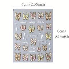Gradient Butterfly Nail Art Stickers - Self Adhesive Nail Art Supplies