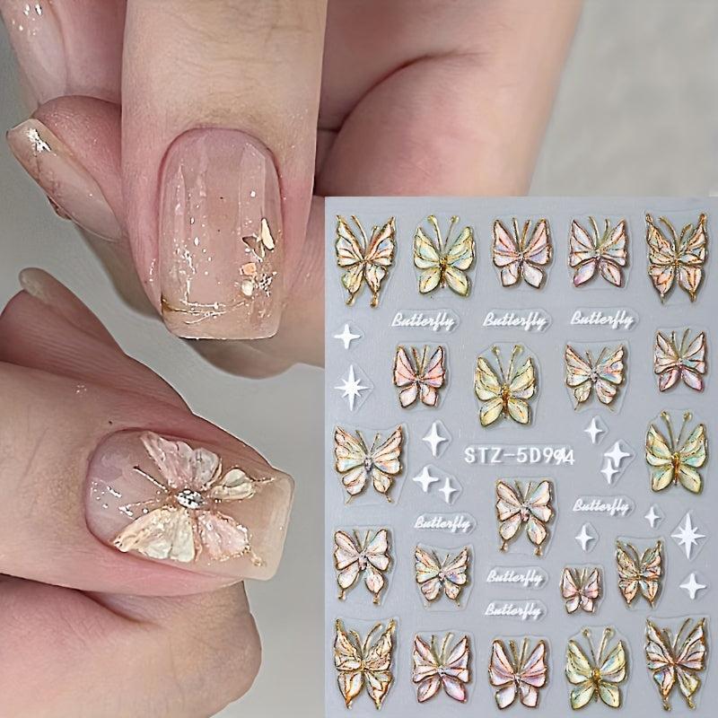 Gradient Butterfly Nail Art Stickers - Self Adhesive Nail Art Supplies