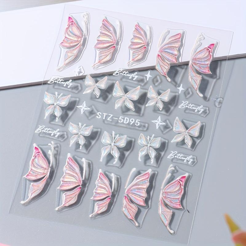 Gradient Butterfly Nail Art Stickers - Self Adhesive Nail Art Supplies