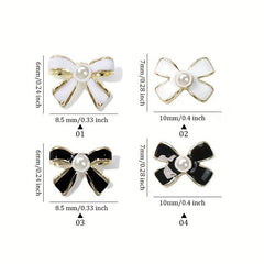 10pcs Alloy Bowknot Nail Charms w/ Pearls & Rhinestones DIY Nail Art Access