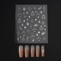 5D Embossed Nail Art Sticker Decals - Sun Moon Star Heart Nail Stickers