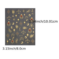 5D Embossed Nail Art Sticker Decals - Sun Moon Star Heart Nail Stickers