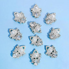 10pcs Nail Art Charms With Rhinestones & Pearls Nail Art Accessories Gemstones