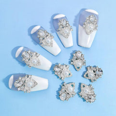 10pcs Nail Art Charms With Rhinestones & Pearls Nail Art Accessories Gemstones