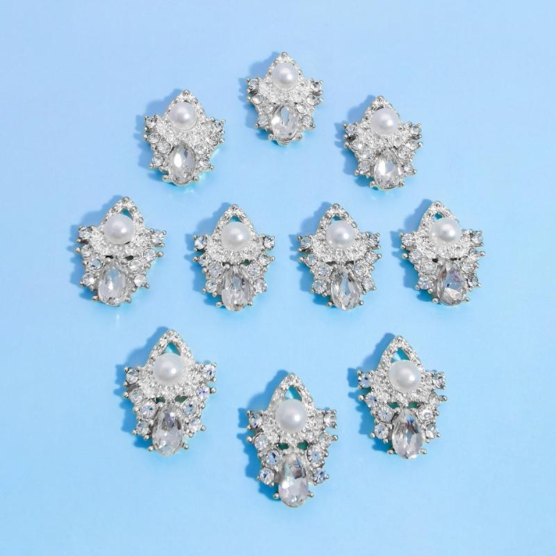 10pcs Nail Art Charms With Rhinestones & Pearls Nail Art Accessories Gemstones