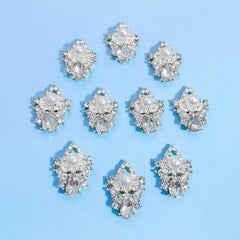 10pcs Nail Art Charms With Rhinestones & Pearls Nail Art Accessories Gemstones