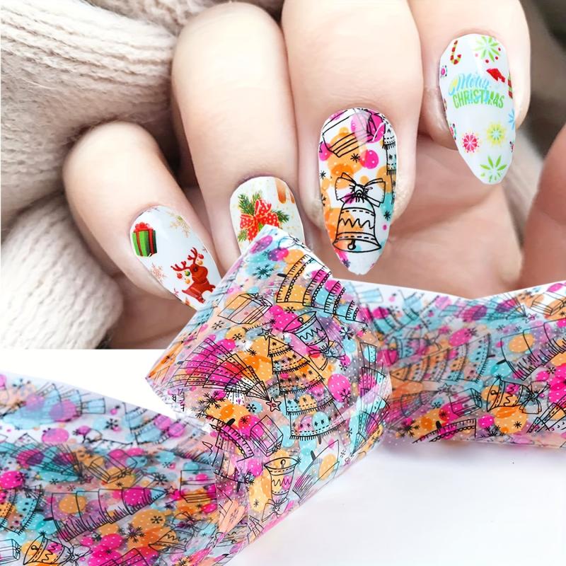 Christmas Nail Art Transfer Sticker Holographic Foil Snowflake Snowman Elk