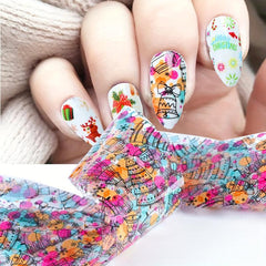 Christmas Nail Art Transfer Sticker Holographic Foil Snowflake Snowman Elk