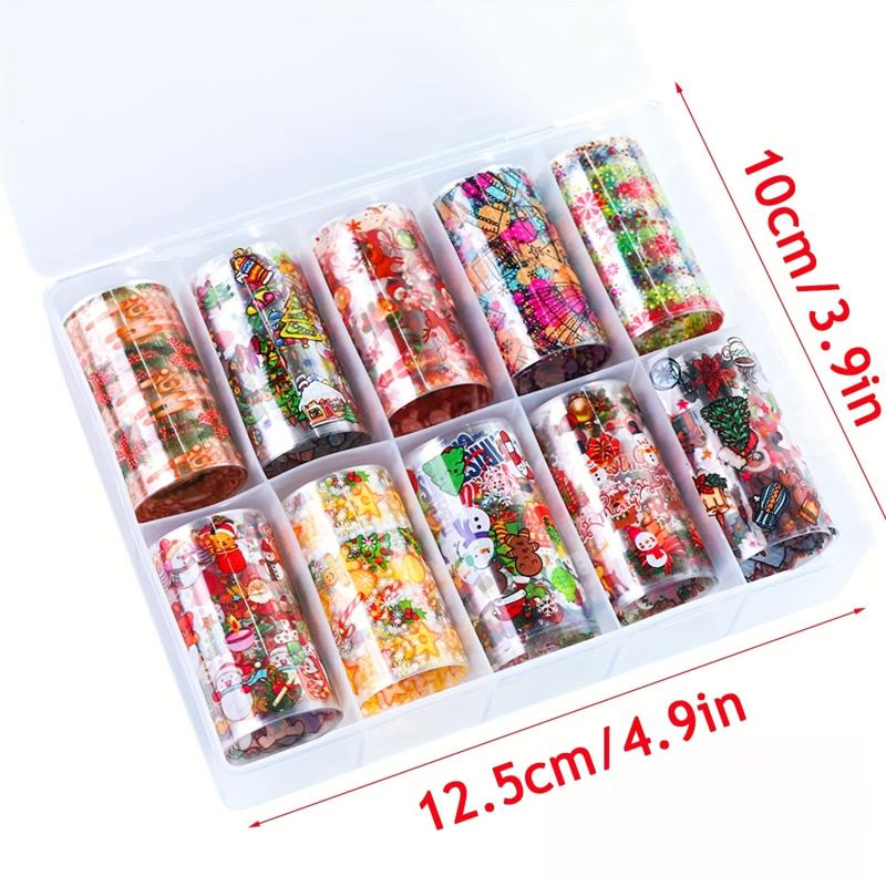 Christmas Nail Art Transfer Sticker Holographic Foil Snowflake Snowman Elk