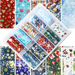 Christmas Nail Art Transfer Sticker Holographic Foil Snowflake Snowman Elk