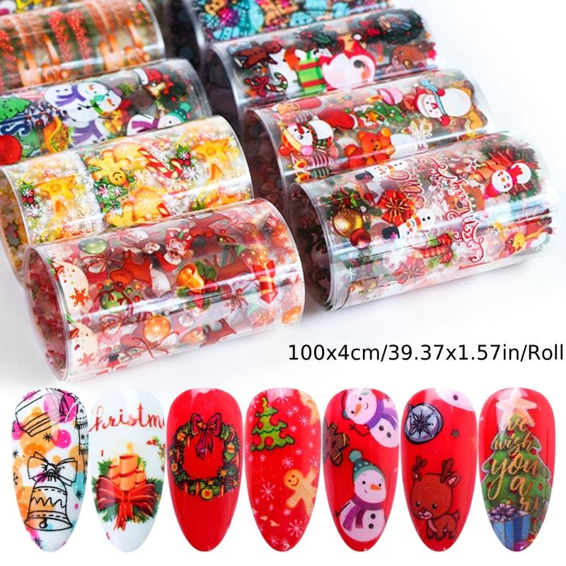 Christmas Nail Art Transfer Sticker Holographic Foil Snowflake Snowman Elk
