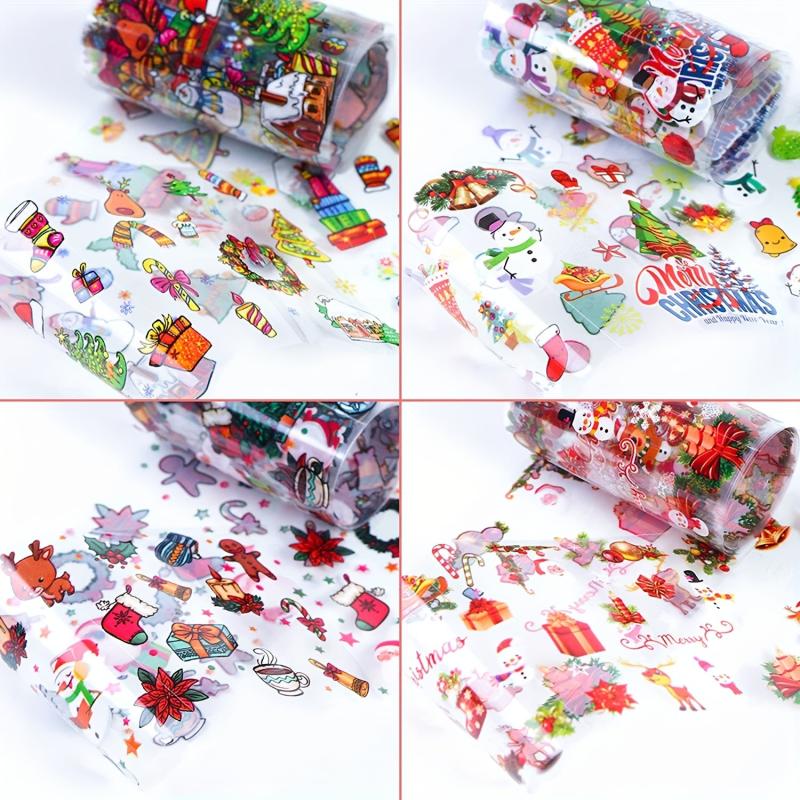 Christmas Nail Art Transfer Sticker Holographic Foil Snowflake Snowman Elk