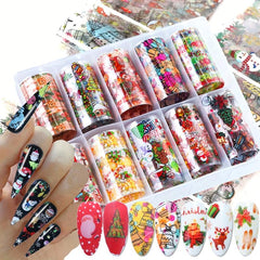 Christmas Nail Art Transfer Sticker Holographic Foil Snowflake Snowman Elk