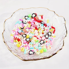 6 Mixed 3D Christmas Nail Charm Pink Pearl Gingerbread Snowflake Nail Art Slice