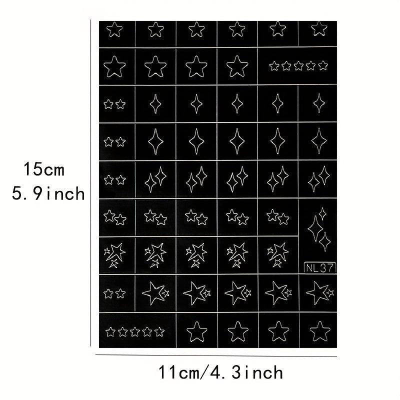 2pcs Airbrush Nail Art Stencils Sticker Hollow Star Cloud Butterfly Bow