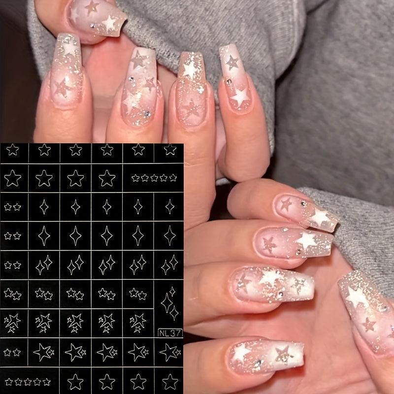 2pcs Airbrush Nail Art Stencils Sticker Hollow Star Cloud Butterfly Bow
