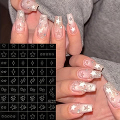 2pcs Airbrush Nail Art Stencils Sticker Hollow Star Cloud Butterfly Bow