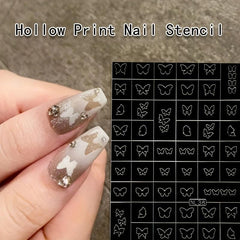 2pcs Airbrush Nail Art Stencils Sticker Hollow Star Cloud Butterfly Bow