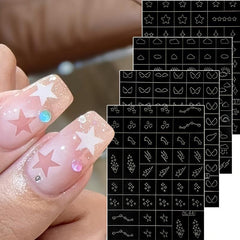 2pcs Airbrush Nail Art Stencils Sticker Hollow Star Cloud Butterfly Bow