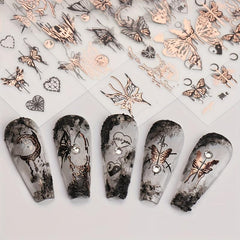 9 Sheets Butterfly Nail Art Stickers Vintage Self Adhesive Decals