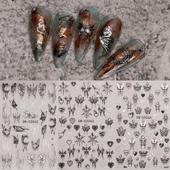 9 Sheets Butterfly Nail Art Stickers Vintage Self Adhesive Decals