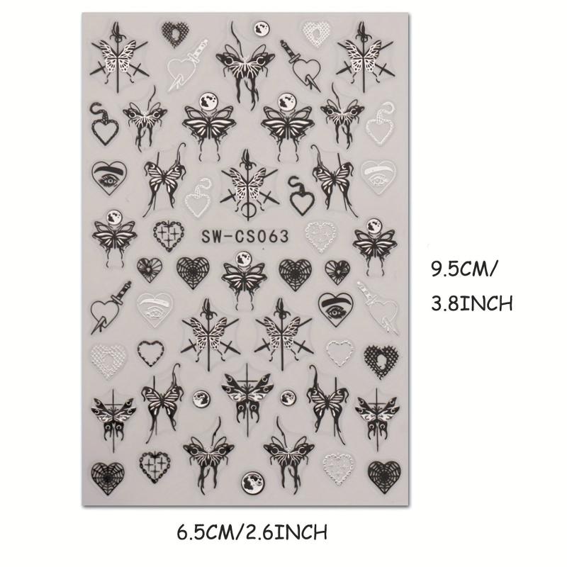 9 Sheets Butterfly Nail Art Stickers Vintage Self Adhesive Decals