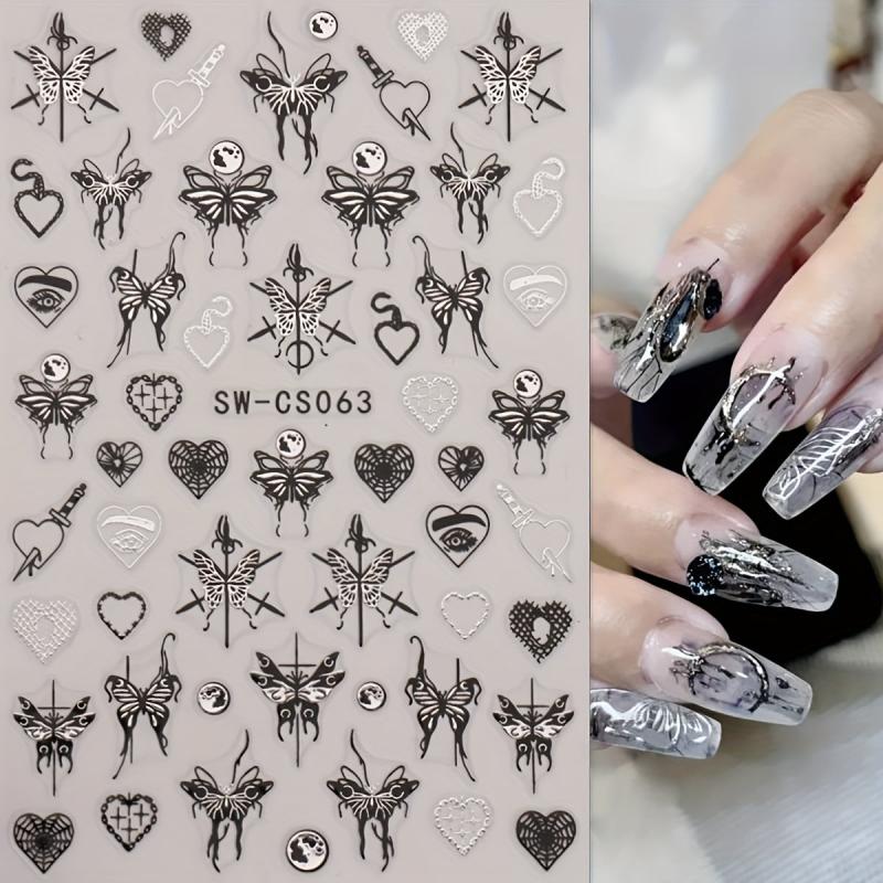 9 Sheets Butterfly Nail Art Stickers Vintage Self Adhesive Decals