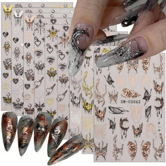 9 Sheets Butterfly Nail Art Stickers Vintage Self Adhesive Decals