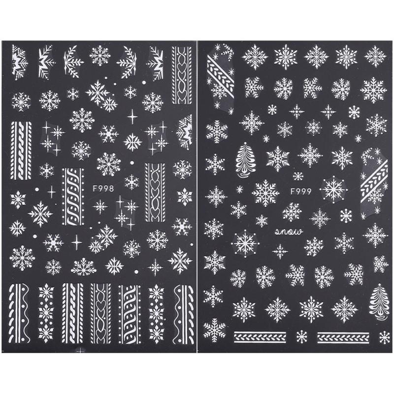 2pcs Glitter Snowflakes Nail Stickers Golden Christmas Decals