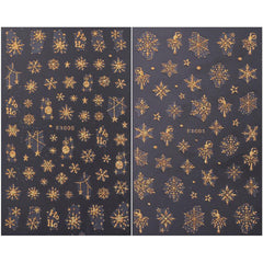 2pcs Glitter Snowflakes Nail Stickers Golden Christmas Decals