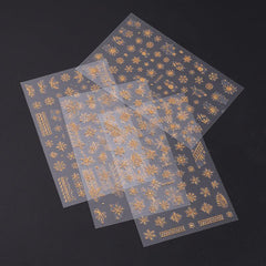 2pcs Glitter Snowflakes Nail Stickers Golden Christmas Decals