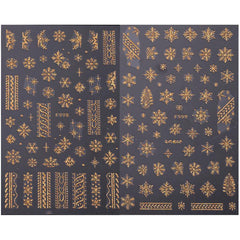 2pcs Glitter Snowflakes Nail Stickers Golden Christmas Decals