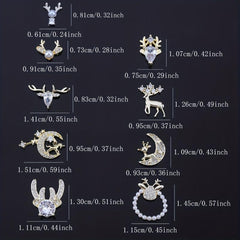 3pcs Christmas Nail Art Charms Zircon Pearls Reindeer Accessories DIY Salons