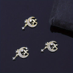 3pcs Christmas Nail Art Charms Zircon Pearls Reindeer Accessories DIY Salons