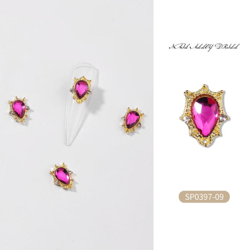 10 Pcs Alloy Gems Nail Ornament 3D Jewelry Nail Charms For DIY Nail Decoration