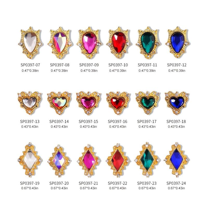 10 Pcs Alloy Gems Nail Ornament 3D Jewelry Nail Charms For DIY Nail Decoration