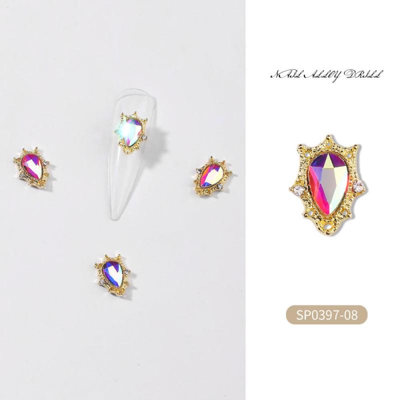 10 Pcs Alloy Gems Nail Ornament 3D Jewelry Nail Charms For DIY Nail Decoration