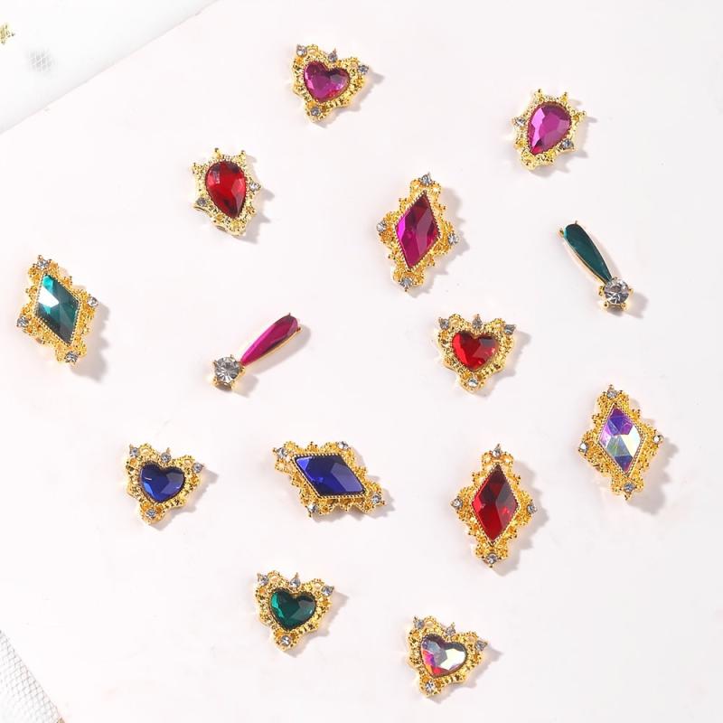 10 Pcs Alloy Gems Nail Ornament 3D Jewelry Nail Charms For DIY Nail Decoration