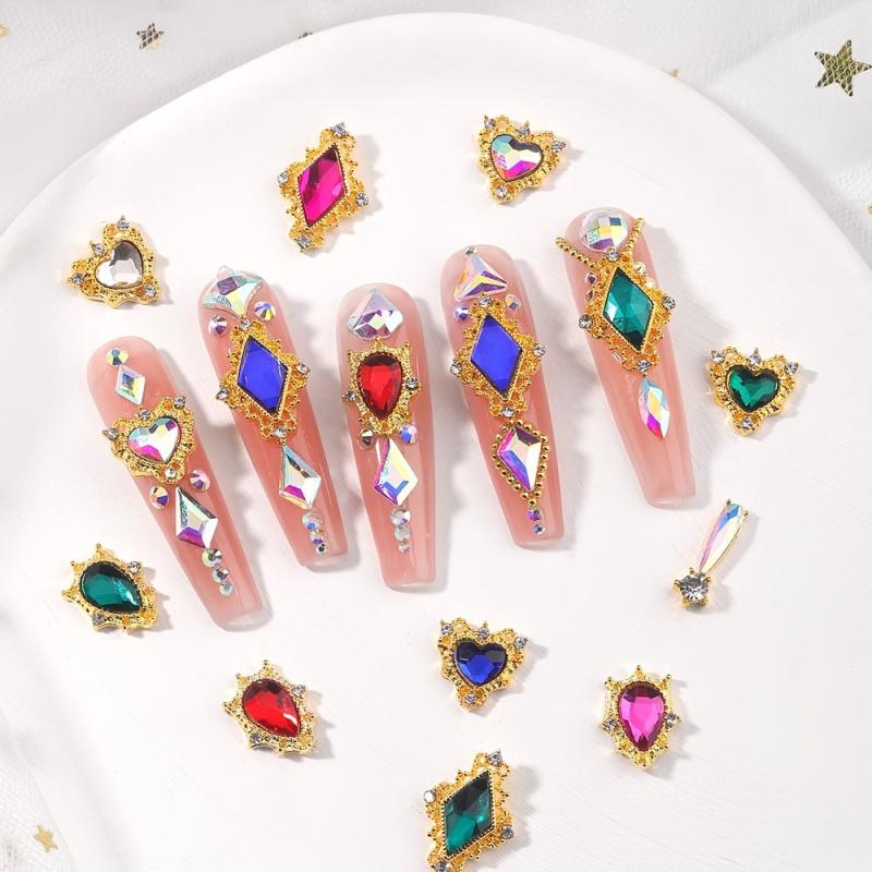 10 Pcs Alloy Gems Nail Ornament 3D Jewelry Nail Charms For DIY Nail Decoration